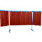 Mobile Schweißerschutzwand, 3-tlg., 2 mm starke Lamellen, EN ISO 25980, B 3800 x H 1920 mm, blau/rot