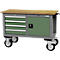 Mobile Werkbank Bedrunka+Hirth, Buche-Multiplex-Arbeitsplatte, 4 Schübe & Flügeltür, Schiebegriff, abschließbar, bis 500 kg, B 1200 x T 540 x H 820 mm