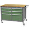 Mobile Werkbank Bedrunka+Hirth, Buche-Multiplex-Arbeitsplatte, 6 Schübe, 2 Fachböden, Schiebegriff, abschließbar, bis 500 kg, B 1250 x T 750 x H 935 mm
