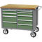 Mobile Werkbank Bedrunka+Hirth, Buche-Multiplex-Arbeitsplatte, 9 Schübe, Schiebegriff, abschließbar, bis 700 kg, B 1250 x T 750 x H 995 mm, Stahlblech