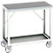 Mobile Werkbank Bott verso, Linoleum-Platte, 1 Ablageboden, mit Querstrebenset, B 1000 x T 600 x H 930 mm, RAL 7035 Lichtgrau