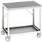 Mobile Werkbank Bott verso, Linoleum-Platte, 1 Ablageboden, mit Querstrebenset, B 1000 x T 800 x H 930 mm, RAL 7035 Lichtgrau