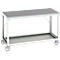 Mobile Werkbank Bott verso, Linoleum-Platte, 1 Ablageboden, mit Querstrebenset, B 1500 x T 800 x H 930 mm, RAL 7035 Lichtgrau