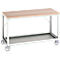 Mobile Werkbank Bott verso, Multiplex-Platte, 1 Ablageboden, mit Querstrebenset, B 1500 x T 800 x H 930 mm, RAL 7035 Lichtgrau
