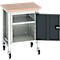Mobile Werkbank Bott verso, Multiplex-Platte, 1 Tür & 1 Ablageboden, Rollen, B 700 x T 600 x H 930 mm, RAL 7035 Lichtgrau / Anthrazitgrau