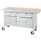 Mobile Werkbank Schäfer Shop Select PWi 150-0, Buche Multiplexplatte, mit Stahlabdeckung, bis 400 kg, B 1500 x T 700 x H 840 mm