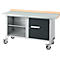 Mobile Werkbank Schäfer Shop Select PWi 150-1, Buche-Dekor Multiplexplatte, mit Stahlabdeckung, bis 400 kg, B 1500 x T 700 x H 840 mm