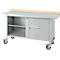 Mobile Werkbank Schäfer Shop Select PWi 150-1, Buche-Dekor Multiplexplatte, mit Stahlabdeckung, bis 400 kg, B 1500 x T 700 x H 840 mm