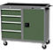 Mobiler Schubladenschrank Bedrunka+Hirth, 4 Schübe, 1 Flügeltür, Schiebegriff, abschließbar, bis 500 kg, B 1060 x T 500 x H 1000 mm, Stahlblech