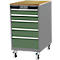 Mobiler Schubladenschrank Bedrunka+Hirth, Buche-Multiplex-Arbeitsplatte, 5 Schübe, Schiebegriffe, abschließbar, bis 500 kg, B 555 x T 736 x H 990 mm