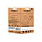 Rückseite einer braunen Papierverpackung für einen Mobilis Displayschutz mit Anleitungs-Icons und Produktinfos.
