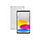 Tablet mit Hülle, auf weissem Hintergrund. Farben auf dem Bildschirm: Gelb, Pink, Blau.