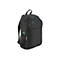 Schwarzer Rucksack mit blauem Akzent, 30% recyceltem Material, seitlichem Netz und M-Logo.