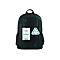 Schwarzer Rucksack mit Anhängern. Aufschrift: Mobilis, 14-15.6". Anhänger: 30% recycelte Materialien.