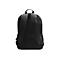 Schwarzer Rucksack von hinten, mit gepolsterten Trägern und Tragegriff.