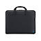 Schwarze Laptoptasche mit Tragegriff. Auf der Vorderseite Logo und Schriftzug.