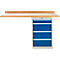 Modulare Werkbank Schäfer Shop Select, Anbaueinheit, Buche Multiplexplatte, bis 500 kg, B 1500 x T 700 x H 840 mm, Enzianblau ral 5010