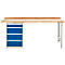 Modulare Werkbank Schäfer Shop Select, Grundeinheit, Buche Multiplexplatte, bis 500 kg, B 2000 x T 700 x H 840 mm, Lichtgrau ral 7035/Enzianblau ral 5010