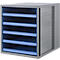 Module à tiroirs KARMA, 5 tiroirs ouverts, A4, L 275 x P 330 x H 320 mm, bleu