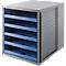 Module à tiroirs KARMA, 5 tiroirs ouverts, A4, L 275 x P 330 x H 320 mm, bleu