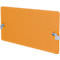 Orange, rectangular object with rounded corners, attached with metal clips.