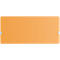 A rectangular, orange element with two white clips.