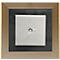 moedel deurlabel LMH, aluminium en houten frame, houtsoort naar keuze, polyester afdekking, zelfklevende montage, B 159,5 x H 150,5 mm, brons/eik