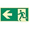 moedel Fluchtwegschild „Notausgang links Pfeil links“, nach ISO 7010 E001, Kunststoff selbstklebend, langnachleuchtend, B 297 x H 148 mm