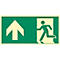 moedel Fluchtwegschild "Notausgang links Pfeil oben", nach ISO 7010 E001, Kunststoff selbstklebend, langnachleuchtend, B 297 x H 148 mm