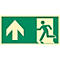 moedel Fluchtwegschild "Notausgang links Pfeil oben", nach ISO 7010 E001, Kunststoff selbstklebend, langnachleuchtend, B 400 x H 200 mm