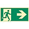 moedel Fluchtwegschild „Notausgang rechts Pfeil rechts“, nach ISO 7010 E002, Kunststoff selbstklebend, langnachleuchtend, B 400 x H 200 mm