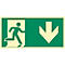 moedel Fluchtwegschild "Notausgang rechts Pfeil unten", nach ISO 7010 E002, Kunststoff, selbstklebend, langnachleuchtend, B 297 x H 148 mm