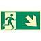 moedel Hinweisschild „Notausgang rechts Pfeil abwärts“, EN ISO 7010, Leuchtklasse C, 160 mcd/m², bis 20 m, selbstklebend, L 200 x B 400 mm, Kunststoff, grün