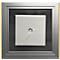 moedel LMH deurlabel, aluminium en houten frame, houtsoort naar keuze, polyester afdekking, zelfklevende montage, B 159,5 x H 150,5 mm, zilver/eiken