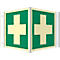 moedel Panneau angulaire "Premiers secours", selon ISO 7010 E003, plastique, photoluminescent, L 200 x H 200 mm