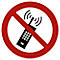 moedel Panneau d'interdiction 'Téléphones portables allumés interdits', selon ISO 7010, aluminium, Ø 200 mm