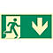 moedel Panneau de signalisation d'évacuation "Sortie de secours droite Flèche en bas", selon ISO 7010 E002, aluminium 0,6 mm, photoluminescent, L 400 x H 200 mm