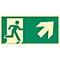 moedel Panneau de signalisation "Sortie de secours droite oblique en haut", EN ISO 7010, classe d'éclairage C, 160 mcd/m², jusqu'à 14,8 m, L 148 x l 297 mm, aluminium, vert