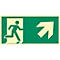 moedel Panneau de signalisation "Sortie de secours droite oblique en haut", EN ISO 7010, classe d'éclairage C, 160 mcd/m², jusqu'à 14,8 m, L 148 x l 297 mm, plastique, vert