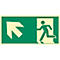 moedel Panneau de signalisation "Sortie de secours gauche oblique en haut", EN ISO 7010, classe d'éclairage C, 160 mcd/m², jusqu'à 29,7 m, L 297 x l 594 mm, aluminium, vert