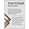Infographie avec texte: "How to book" et "Wie buchen". Réservation de matériel ou de salles via intranet, restauration et équipement via la gestion des installations.