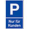moedel Parkplatzschild „Nur für Kunden“, für die Wand- und Pfostenmontage, L 400 x B 250 mm, Aluminium, weiß-schwarz-blau