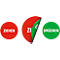 moedel pictogramsticker "Pull/Push", tweezijdig bedrukt, zelfklevend, Ø 50 mm, folie, rood-groen