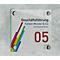 moedel Türschild GALERIE, Quadrat, Edelstahl und ESG-Glas, 4 Abstandhalter, Schraubmontage, B 150 x H 150 mm, transparent
