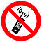 moedel Verbotszeichen „Eingeschaltete Mobiltelefone verboten“, nach ISO 7010 P013, Folie selbstklebend, Ø 200 mm