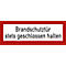 moedel waarschuwingsbord "Branddeur altijd gesloten houden", DIN 4066, zelfklevend, L 74 x B 210 mm, folie, rood