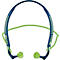 Bouchons d'oreille bleus et verts avec l'inscription "Moldex".