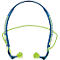 Blue and green ear protection. Headband with earplugs, brand: Moldex.