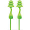 Deux bouchons d'oreille verts en forme de sapin.