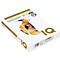 Een pak IQ Selection papier, wit, met tekst en logo's. Het papier is glad en geschikt voor inkjetprinters.